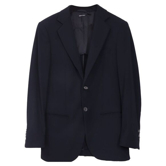 Giorgio Armani Textured Single-Breasted Blazer in Navy Blue Wool